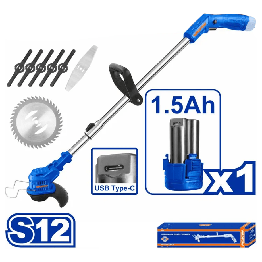 Wadfow WGTS512 Li-Ion Grass Trimmer 12V - KHM Megatools Corp. Wadfow WGTS512 Li-Ion Grass Trimmer 12V - KHM Megatools Corp.